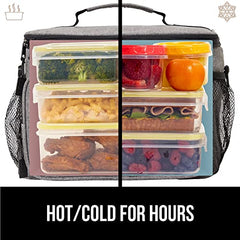 Gorilla Grip 15 Liter Insulated Cold and Hot Durable Leakproof Lightweight Bag, Cooler Tote for Food Drinks Large Lunch Box Work School Picnic Men Women, Kids Coolers Ice Pack Girls Boys Lunches Gray