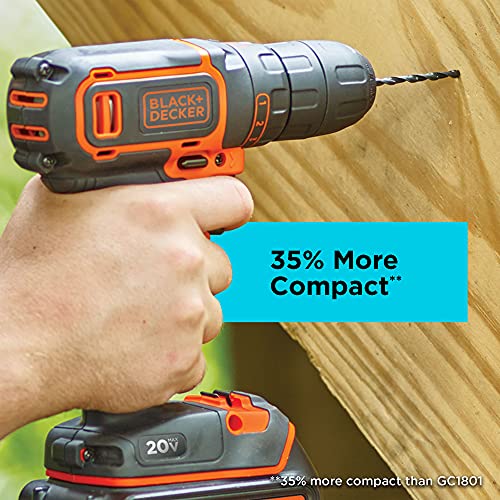 BLACK+DECKER 20V MAX Cordless Drill/Driver (BDCDD120C),Pack of 1