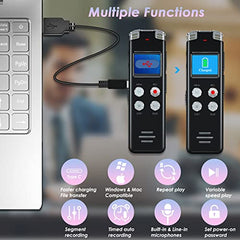 64GB Digital Voice Recorder Voice Activated Recorder with Playback - Upgraded Tape Recorder for Lectures, Meetings, Interviews, Audio Recorder USB Charge, MP3