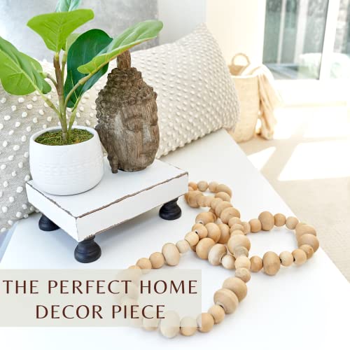 KIBAGA Decorative Wood Riser For Your Kitchen or Bathroom Farmhouse Decor - Beautiful Pedestal Stand Uniquely Displays Your Decorations - The Perfect Wooden Tray to Enhance Your Home Decor