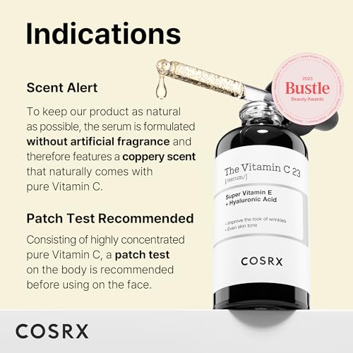 COSRX Pure Vitamin C 23% Serum with Vitamin E & Hyaluronic Acid, Brightening & Hydrating Facial Serum for Fine Lines, Uneven Skin Tone & Dull Skin, 0.7oz/20g, Korean Skincare