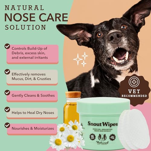 Natural Dog Snout Wipes (50 Ct) Snout Dog Wipes for Cleaning and Soothing, Non-Toxic Dog Care Products, Jojoba Oil& Shea Butter, Snout Soother Wipes, Nourishing and Moisturizing Wipes for Dogs