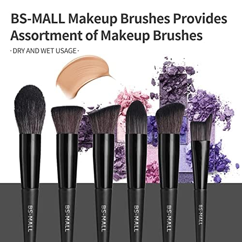 BS-MALL Makeup Brush Set 18 Pcs Premium Synthetic Foundation Powder Concealers Eye shadows Blush Makeup Brushes with black case (C-Black)