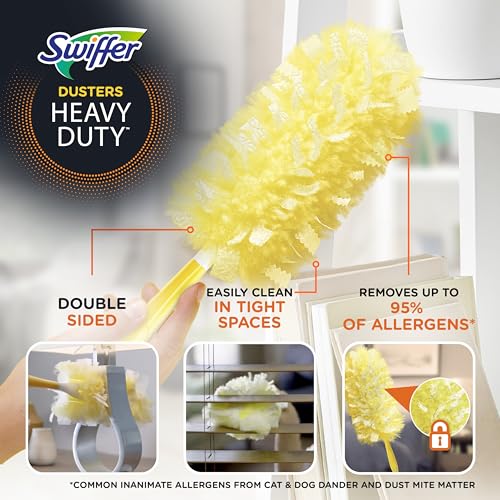 Swiffer Dusters Heavy Duty Extender Handle Starter Kit (1 Handle, 12 Dusters)