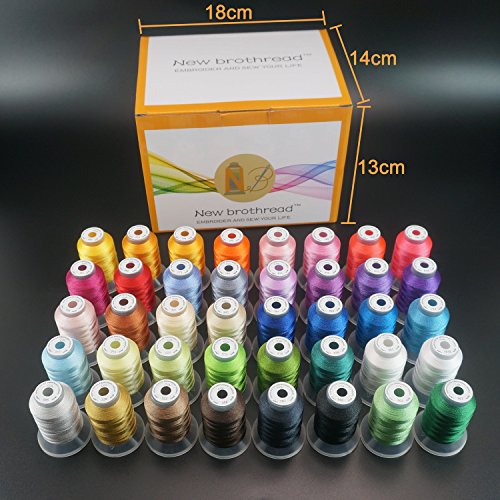 New brothread 40 Brother Colors Polyester Embroidery Machine Thread Kit 500M (550Y) Each Spool for Brother Babylock Janome Singer Pfaff Husqvarna Bernina Sewing Machines