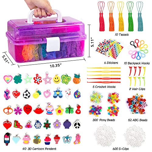 Inscraft 17500+ Rubber Loom Bands with 3 Layer Container, 28 Colors, 600 S-Clips, 352 Beads, 40 Cartoon Pendant, Bracelet Making Refill Kit for Kids