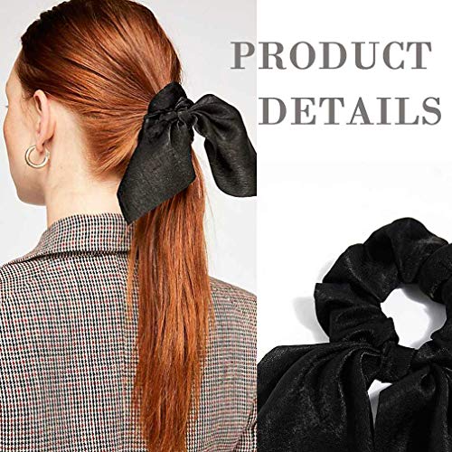 Aileam 6PCS Hair Scrunchies Satin SilkRabbit Bunny Ear Bow Bowknot Scrunchie Bobbles Elastic Hair Ties Bands Ponytail Holder for Women Accessories