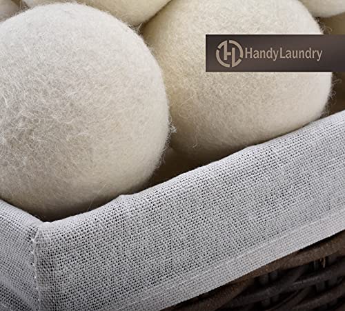 Handy Laundry, Wool Dryer Balls - XL Natural Fabric Softener, Reusable Reduces Wrinkles & Saves Drying Time, The Large Dryer Ball is a Better Alternative to Plastic Balls & Liquid Softener, Pack of 4