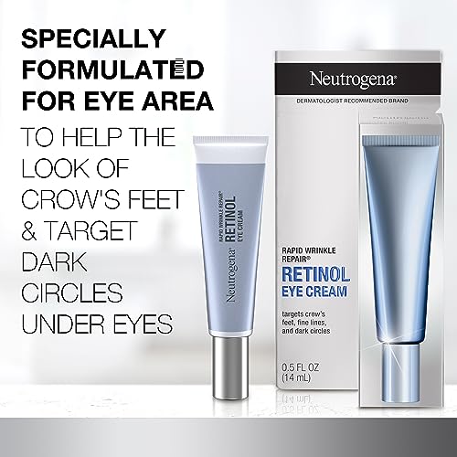 Neutrogena Retinol Eye Cream for Dark Circles, Rapid Wrinkle Repair, Daily Anti-Aging Under Eye Cream with Retinol & Hyaluronic Acid to Fight Fine Lines, Wrinkles, & Dark Spots, 0.5 fl. oz