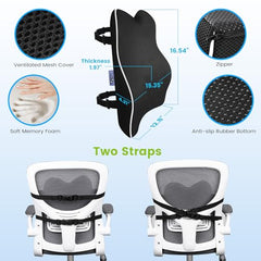 Lumbar Support Pillow for Office Chair Back Support Pillow for Chair,Car,Recliner -Memory Foam Lumbar Pillow Back Pillow for Pain Relief,Improve Posture -Two Adjustalbe Straps & Ventilate Mesh Cover