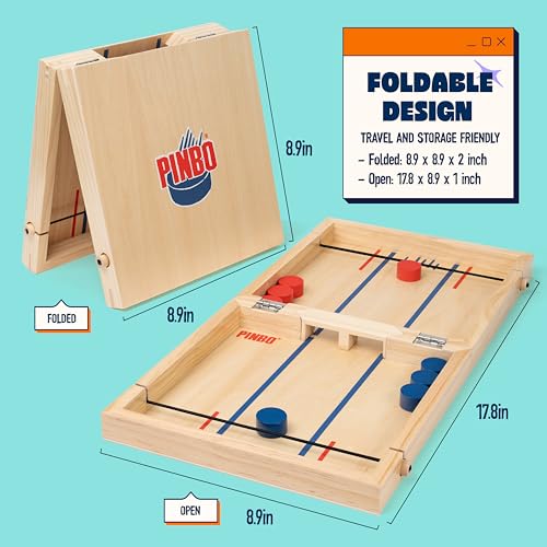 PINBO: The Classic Slingshot Game - Fast Action Two Player Foldable Game for Ages 6 and Up. Spare Parts Included