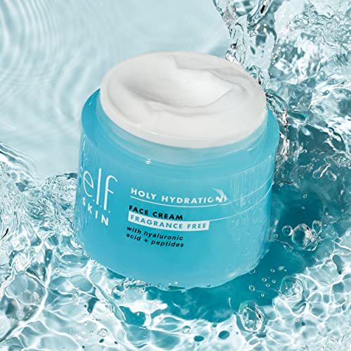 e.l.f. Holy Hydration! Face Cream - Fragrance Free, Smooth, Non-Greasy, Lightweight, Nourishing, Moisturizes, Softens, Absorbs Quickly, Suitable For All Skin Types, 1.76 Oz