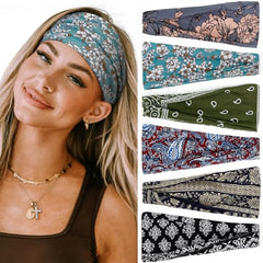 Headbands for Women Boho Elastic Hairbands for Women’s Hair Non Slip Wide Thick Head Band Fashion Soft Fabric Woman Headbands Short Hair Accessories for Women 6 Pack