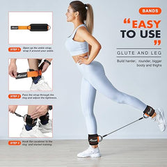 Ankle Resistance Bands with Cuffs for Leg and Glute Training - Exercise Equipment for Kickbacks and Hip Exercises