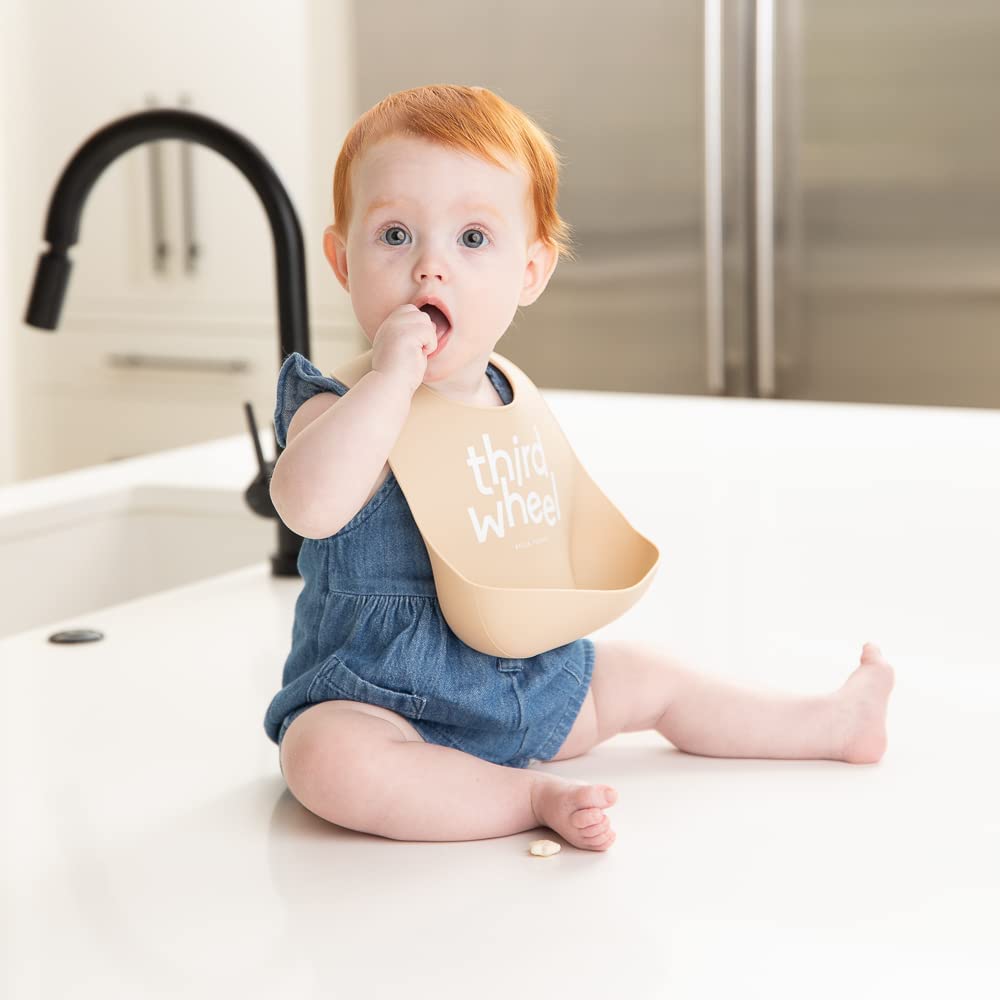 Bella Tunno Wonder Bib – Silicone Baby Bib for Girls & Boys with Adjustable Neck, Non-toxic & BPA Free Soft Silicone Bib, Durable, Waterproof, Easy to Clean, Third Wheel