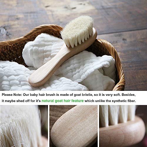 YarraModes Baby Goat Hair Brush and Comb Set for Newborns & Toddlers| Eco-Friendly Safe Brush | Natural Wooden Comb | Soft Bristles for Cradle Cap | Perfect Baby Shower and Registry Gift