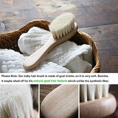 YarraModes Baby Goat Hair Brush and Comb Set for Newborns & Toddlers| Eco-Friendly Safe Brush | Natural Wooden Comb | Soft Bristles for Cradle Cap | Perfect Baby Shower and Registry Gift