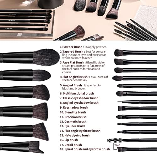 BS-MALL Makeup Brush Set 18 Pcs Premium Synthetic Foundation Powder Concealers Eye shadows Blush Makeup Brushes with black case (C-Black)