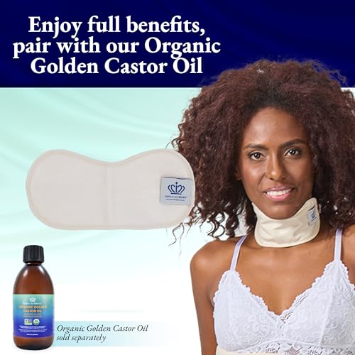 Castor Oil Pack for Thyroid by Queen of the Thrones - Less Mess, Reusable, Comfort Fit - Organic Cotton Flannel, Soft Ties & Naturopathic Doctor Designed (Castor Oil Sold Separately)