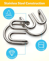 Coogam Metal Wire Puzzle Set of 16 with Pouch,Brain Teaser IQ Test Disentanglemen Iron Link Unlock Interlock Game Chinese Ring Magic Trick Toy for Party Favor Kids Adults Challenge