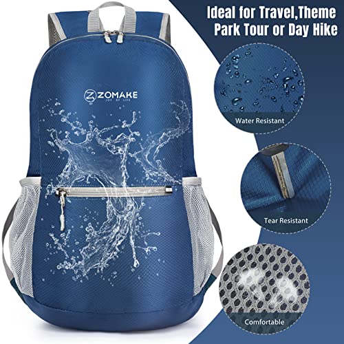 ZOMAKE Ultra Lightweight Hiking Backpack 20L - Packable Small Backpacks Water Resistant Daypack for Women Men(Navy Blue)