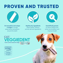 Virbac CET Veggiedent FR3SH Tartar Control Chews for Dogs, Small