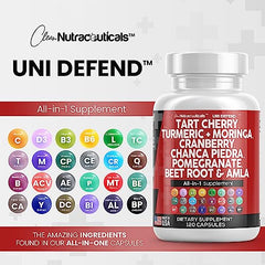 Clean Nutraceuticals Tart Cherry Extract Capsules 20,000mg with Turmeric 8000mg Moringa 4000mg Cranberry 2000mg Chanca Piedra Celery Quercetin ACV Pomegranate L Selenomethionine - Uric Levels - 120 Ct