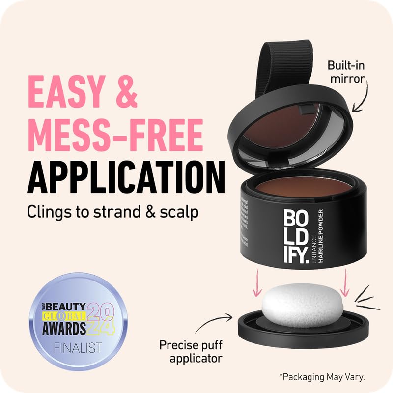 BOLDIFY Hairline Powder Instantly Conceals Hair Loss, Root Touch Up Hair Powder, Hair Toppers for Women & Men, Hair Fibers for Thinning Hair, Root Cover Up, Stain-Proof 48 Hour Formula (Light Brown)