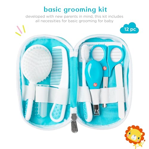 Smart Care Fisher-Price 12-Piece Baby Grooming Kit, Newborn Essentials, Baby Gift Set, Includes Baby Nail Kit, Baby Oral Care, Baby Hair Brush, Baby Comb