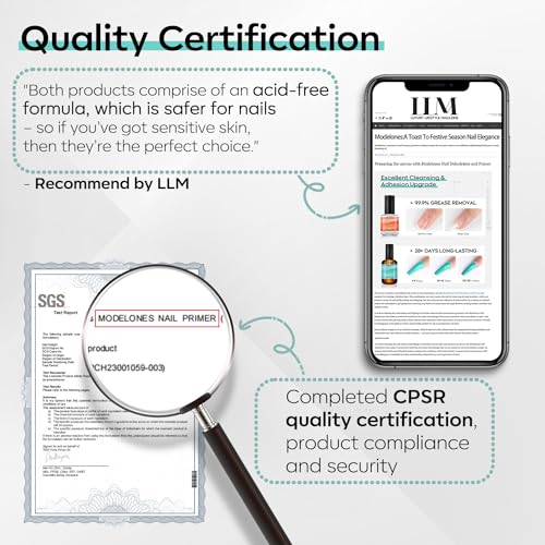 modelones Nail Dehydrator and Primer, Acid Free Natural Nail Prep Dehydrate & Bond Primer Kit, Acrylic Nail Supplies Primer Nail Tech Must Haves Set