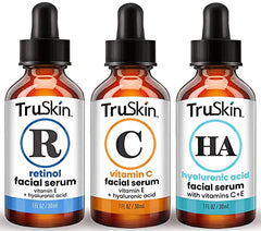 TruSkin Face Serum Trio – Hyaluronic Acid, Vitamin C & Retinol Serum for Face – Anti Aging Skin Care Set for Women – Skin Care for Bright, Smooth, Firm & Hydrated Skin, 1 fl oz, 3 Bottles