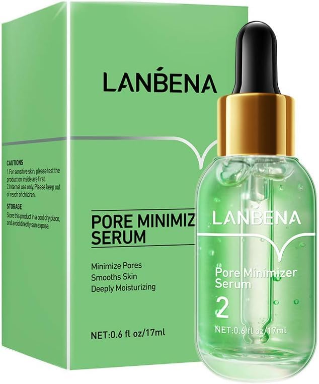 LANBENA Pore Minimizer Serum, Pores Shrinking Serum for Face, Oil Control Firming, Tightening Pores, Vegan Moisture after Blackhead Remover, Centella Asiatica, Hamamelis Virginiana, 0.6 fl.oz