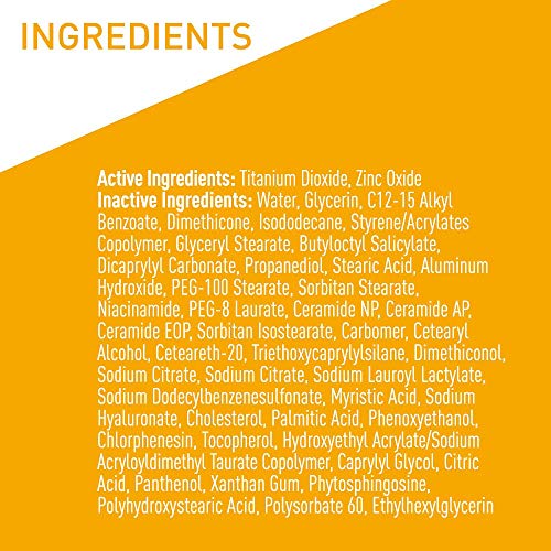 CeraVe 100% Mineral Sunscreen SPF 50 | Face sunscreen With Zinc Oxide & Titanium Dioxide | Hyaluronic Acid + Niacinamide + Ceramides | Oil Free Sunscreen For Face | Travel Size Sunscreen 2.5 oz