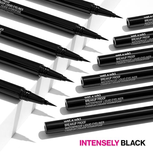 wet n wild Mega Last Breakup Proof Liquid Eyeliner - Quick Drying, Smudge-Resistant, 16-Hour Wear - Cruelty-Free & Vegan - Black