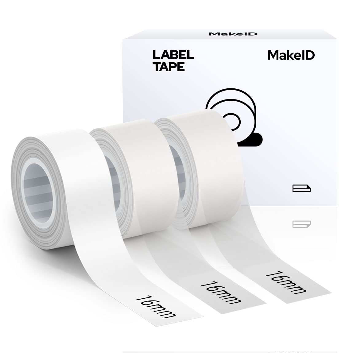 MakeID L1 E1 Q1 Label Maker Tape Adapted Label Print Paper Refills Standard Laminated Office Labeling Tape Replacement 0.63 inch x 13' (16mm x 4m) Work with Model E1 L1 Q1