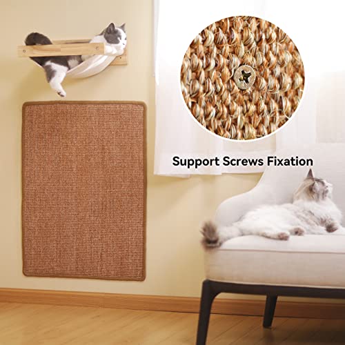 FUKUMARU Cat Scratcher Mat, 23.6 X 15.7 Inch Natural Sisal Cat Scratch Mats, Horizontal Cat Floor Scratching Pad Rug with Sticky Velcro Tapes, Protect Couch and Carpets