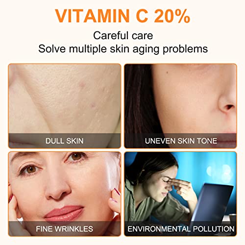 Premium 20% Vitamin C Serum For Face with Hyaluronic Acid, Retinol & Amino Acids - Boost Skin Collagen,Hydrate & Plump Skin, Anti Aging & Wrinkle Facial Serum 60ml