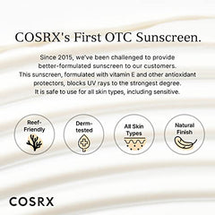 COSRX Daily SPF 50 Vitamin E Sunscreen - UVA/UVB Protection, Lightweight, No White Cast, Semi Matte Finish, Sebum Balancing, Reef Friendly