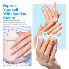 Beetles Gel Nail Polish Kit 36W Led Nail Lamp 12 Colors, Spring Summer Pastel Purple Blue Green Red Glitter Gel Polish Starter Kit Manicure Soak off Led Nude Gel Gifts for Women