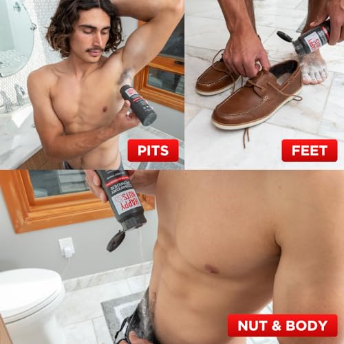 HAPPY NUTS Comfort Powder - Anti Chafing & Deodorant, Aluminum-Free, Sweat and Odor Control for Jock Itch, Groin and Men's Private Parts