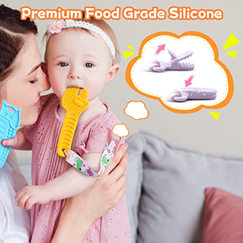 Mgtfbg Baby Teething Toys for 0-6 / 6-12 Months - Molar Teether Chew Toys Set BPA Free Silicone, Soft Textures - Hammer Wrench Scissors Shape Gift 5-Pack