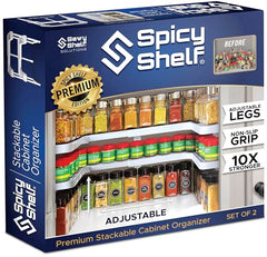 Spicy Shelf 3.0 - Expandable 2 Tiered Spice Rack Organizer for Cabinet & Pantry - Kitchen Seasoning Organizer - Cabinet Spice Racks for Inside Cabinets (Spicy Shelf Premium) - Home Organization