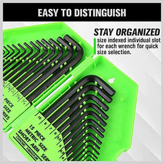 SWANLAKE 32PCS Hex Key Set, Allen Wrench Set Inch/Metric MM(0.7mm-10mm) SAE(0.028"-3/8)