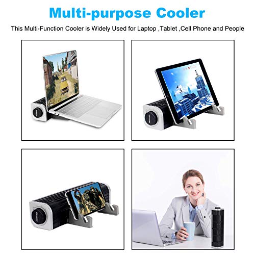 OImaster Laptop Cooler with Adjustable Stand, Laptop Cooling Pad 3-Speed Adjustable Small Desk Fan, USB Multi Function Laptop Cross-Flow Turbine Cooling Fan for Laptop Pad Tablet Phone (1691)
