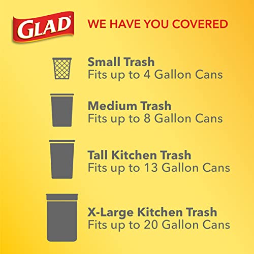 Glad Trash Bags, ForceFlex Tall Kitchen Drawstring Garbage Bags, 13 Gallon, Unscented, 120 Count.