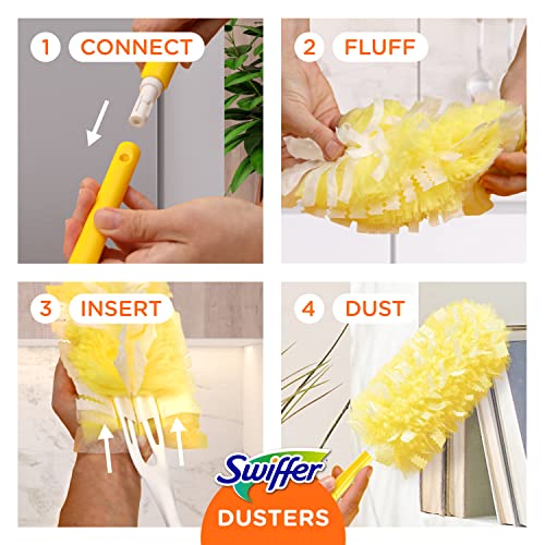 Swiffer Dusters Heavy Duty Extender Handle Starter Kit (1 Handle, 12 Dusters)