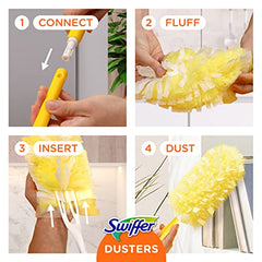 Swiffer Dusters Heavy Duty Extender Handle Starter Kit (1 Handle, 12 Dusters)