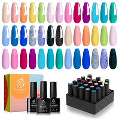 Beetles 23Pcs Gel Nail Polish Set with Base Gel Top Coat Summer Bright Colors, 2024 Summer Gel Polish Kit Blue Pink Purple Orange Green Glitter Soak Off Uv Led Nail Gel Trendy Rainbow Nail Art