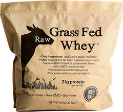 100% Raw Grass Fed Whey - Happy Healthy Cows, COLD PROCESSED Undenatured Protein Powder, GMO-Free + rBGH Free + Soy Free + Gluten Free, Unflavored, Unsweetened (5 LB BULK, 90 Serve)