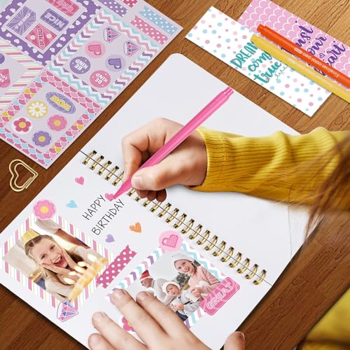 DIY Journal Kit for Girls - 48pcs DIY Journal Set for Tween & Teen Girls, Stationery Set, Scrapbook & Diary Supplies Set, Journaling Art Crafts Kit, Ideal Gifts for 8 9 10 11 12 13 14 Year Old Girl